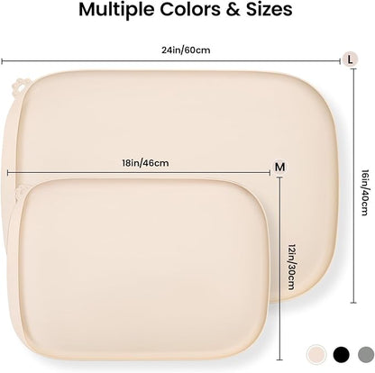 Silicone Dog Food Mat with Side Pocket & Hook Hole, Soft Raised Edges, Easy - Image 3