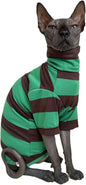 Vintage Stripes Sphynx Hairless Cats Shirt Cotton Cat Turtleneck Pet Clothes by Kitipcoo