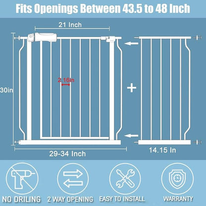 Extra Wide Baby Gate 14.17in Wide Extensions Walk Through Baby Gate Pressure - Image 4