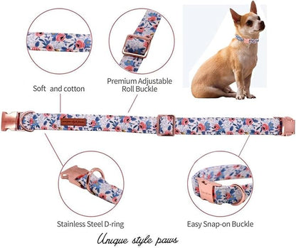 Unique style paws Dog Collar Metal Buckle Red Rose Collar Flower Gift Durable - Image 2