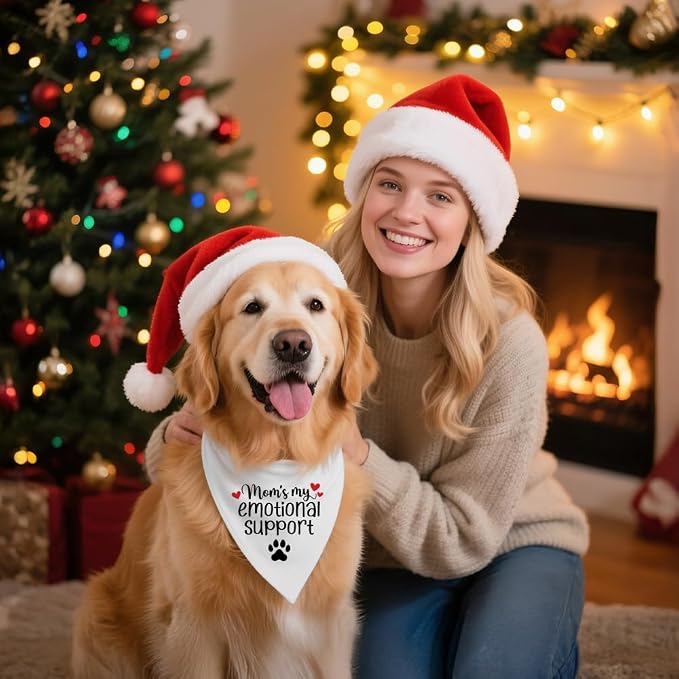 Mom’s My Emotional Support White Dog Bandana, Decor Accessories - Image 5