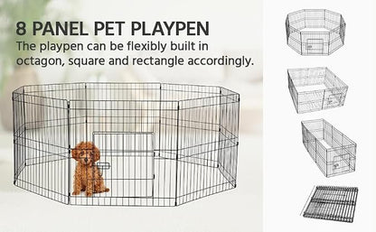 Yaheetech 24 inch Black Metal Pet Playpen 16 Panel Foldable Playpen - Image 6