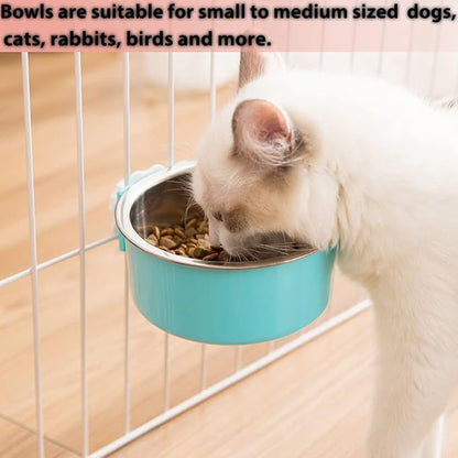 3 Pieces Crate Dog Bowl, Removable Stainless Steel Pet Kennel Hanging Food - Image 3