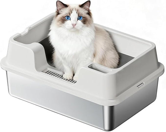 Stainless Steel Litter Box, XL Enclosed Cat Litter Boxes by Garvee