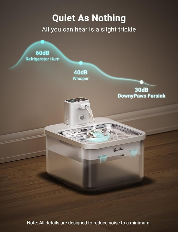 DownyPaws Battery Operated Cat Water Fountain Stainless Steel, 84oz/2.5L - Image 9