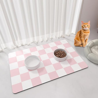Cat Food Mat - 12"x 20" Cat Dog Mats by BLESWIN