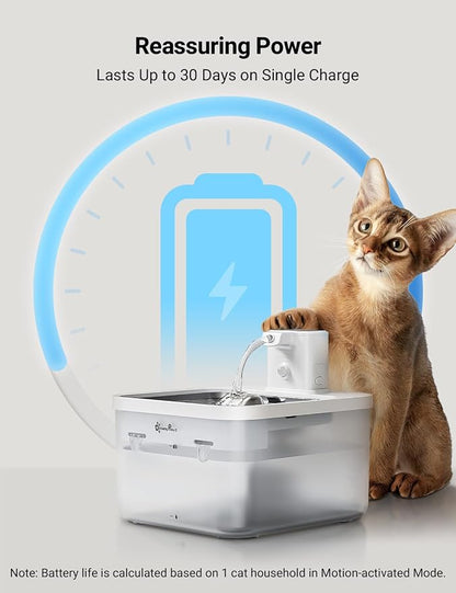 DownyPaws Battery Operated Cat Water Fountain Stainless Steel, 84oz/2.5L - Image 4