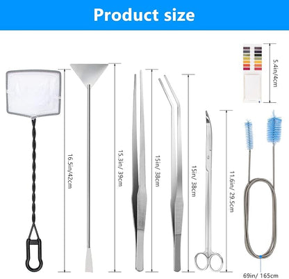 Extra Long Aquarium Aquascaping Tools Kit 8 in 1, Liveek Stainless Steel - Image 2