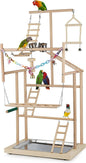 Pet Parrot Playstand Parrots Bird Playground Bird Play Stand Wood Perch Gym by Ibnotuiy