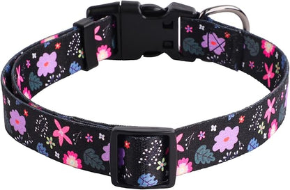 QQPETS Adjustable Soft Dog Collar: Print Flower Pink Multicolor Cute Patterns - Image 5