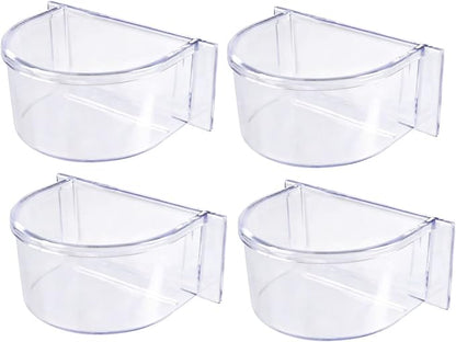 Lot of 4 Bird Cage Clear Plastic Seed Water Feeder Cups - Image 3