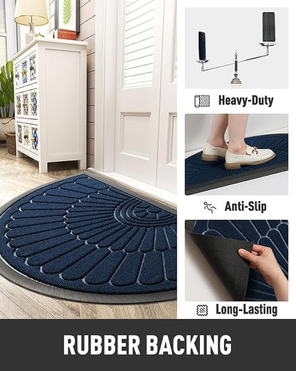 tchdio Door Mat Outdoor Indoor Entrance Doormat-Semicircular Durable Rubber Non - Image 3