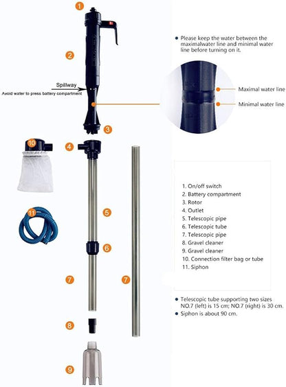 LONDAFISH Electric Fish Tank Vacuum Cleaner Syphon Operated Gravel Water Filter - Image 3