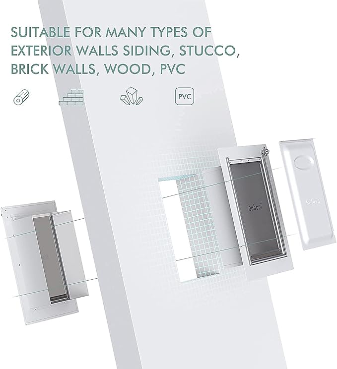 Baboni Pet Door for Wall, Steel Frame and Telescoping Tunnel, Aluminum Lock - Image 3