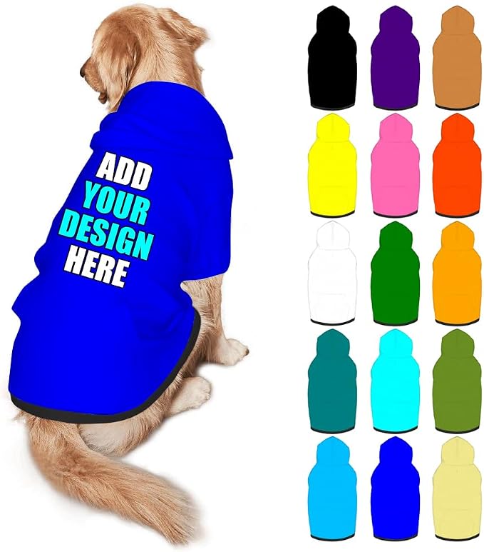 Custom Dog Hoodie Personalized Photo Text Logo Name Dog Clothes, Soft & Warm by Mynvzrk