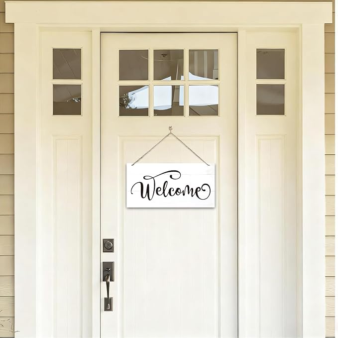 Welcome Sign for Front Door, Welcome Decor Wooden Hanging Sign for Wall Decor - Image 4