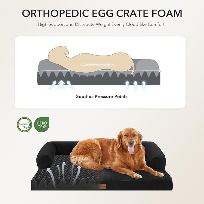 Orthopedic Dog Beds for Extra Large Dogs, Waterproof Egg Crate Foam XL Dog Bed - Image 2