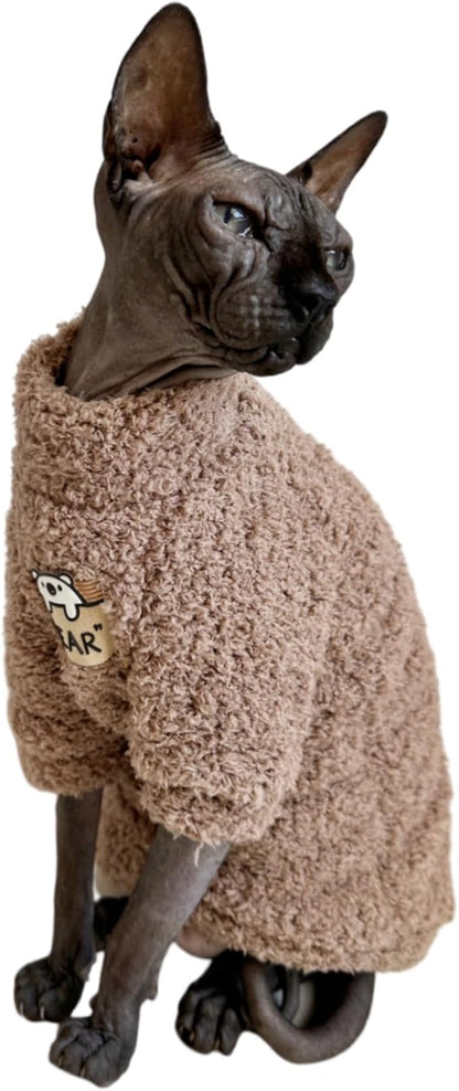 Sphynx Cat Clothes Hairless Cat Super Soft Warm Fleece T Shirt Elastic Winter - Image 4