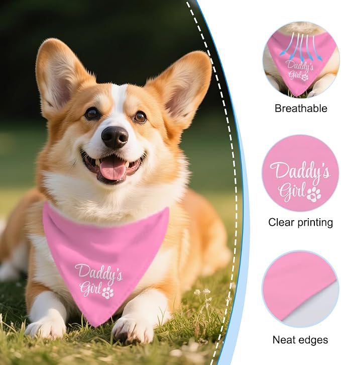 Daddy's Girl Funny Dog Bandana, Valentines Day Dog Bandana - Image 3