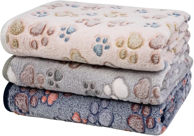 Dono 1 Pack 3 Dog Blankets, Soft Fluffy Fleece Pet Blanket Warm Sleep Mat Paw by Dono