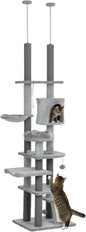 PawHut Floor to Ceiling Cat Tree, Scratching Posts & Ramp by PawHut