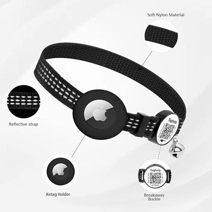 Reflective AirTag Cat Collar Breakaway, TAGHELP GPS Cat Collar - Image 2