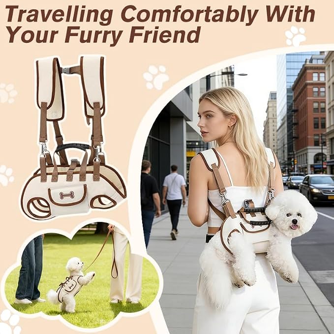 Dog Backpack Carrier for Small Dogs, Dog Lift Harness Adjustable Padded - Image 7