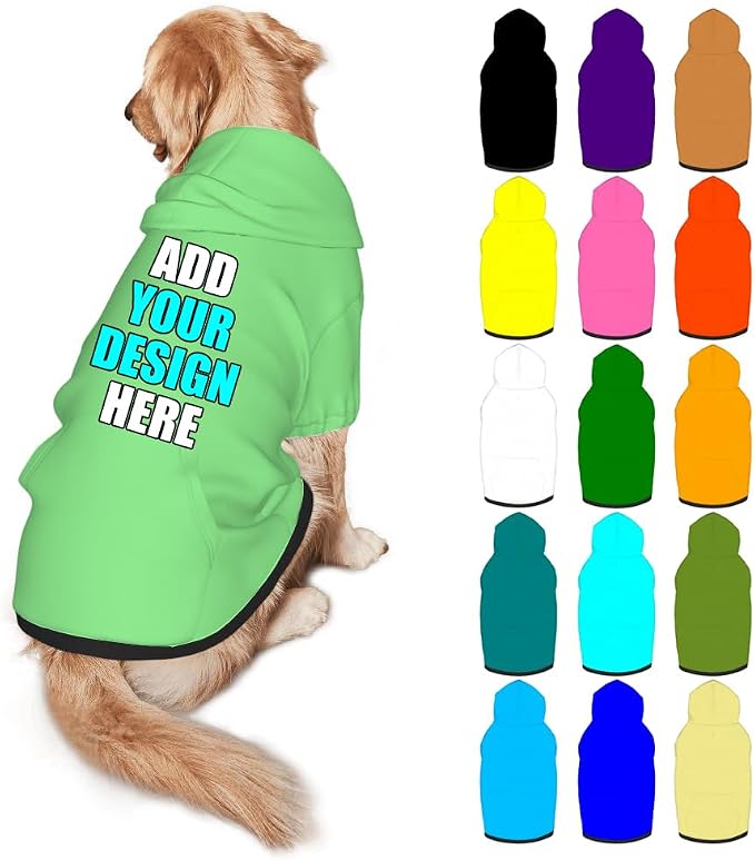 Custom Dog Hoodie Personalized Photo Text Logo Name Dog Clothes, Soft & Warm by Mynvzrk