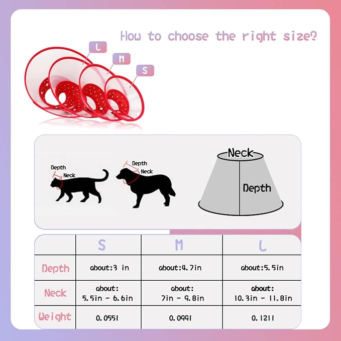 Pet Cone Recovery Dog Cone Adjustable Dog Collar Clear Padded Collar - Image 2