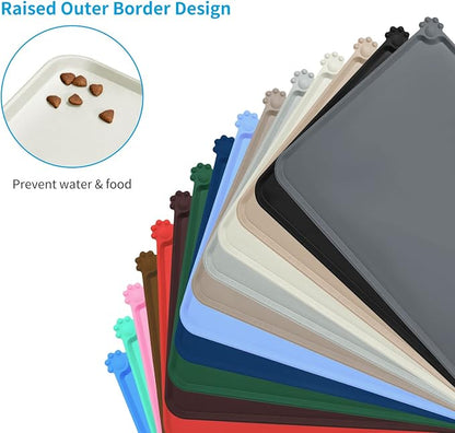 AUDWUD Silicone Waterproof Dog Cat Pet Feeding Mats, Anti-Slip Pet Bowl Mats - Image 3
