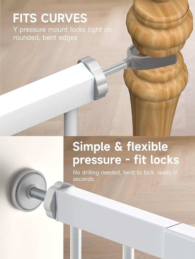 Baby Gate for Stairs, Stairs and Doorways Child Gate Pressure Mounted Safety - Image 2