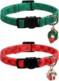 Lionet Paws 2pcs Pack Christmas Cat Collarr, Christmas Red Plaid & Green Plaid by lionetpaws