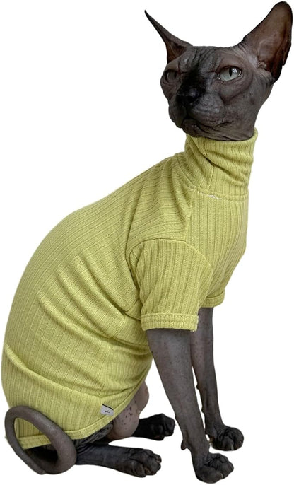 Sphynx Cats Shirt Cat Turtleneck Cotton Sweater Pullover Kitten T-Shirts by Kitipcoo