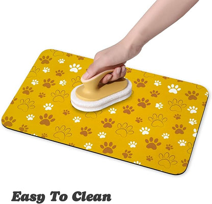 Dog Food Mat, Absorbent Water Bowl Mats Cat Pet Feeding Placemats Yellow 24 * - Image 4