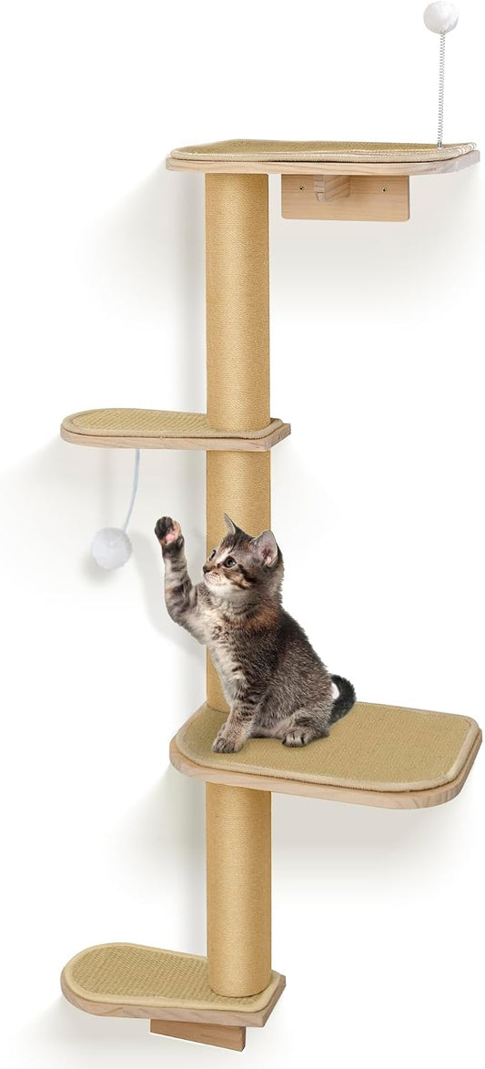 Cat Wall Shelves & Climber for Kittens – 4-Level Wall Mounted Cat Tree by PELUOMOZ