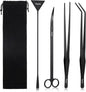Segarty Longer Aquarium Aquascaping Tools, 4 in 1 Stainless Steel Black by Segarty