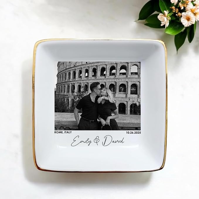 Custom Couple Portrait Polaroid Photo Ring Dish, Personalized Picture Jewelry - Image 7