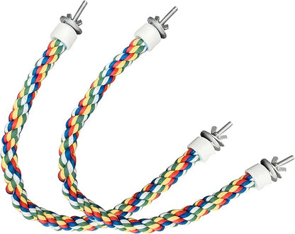 2PCS Bird Rope Perches, Colorful Cotton Parrot Toys Comfy Perch by Kiddisie