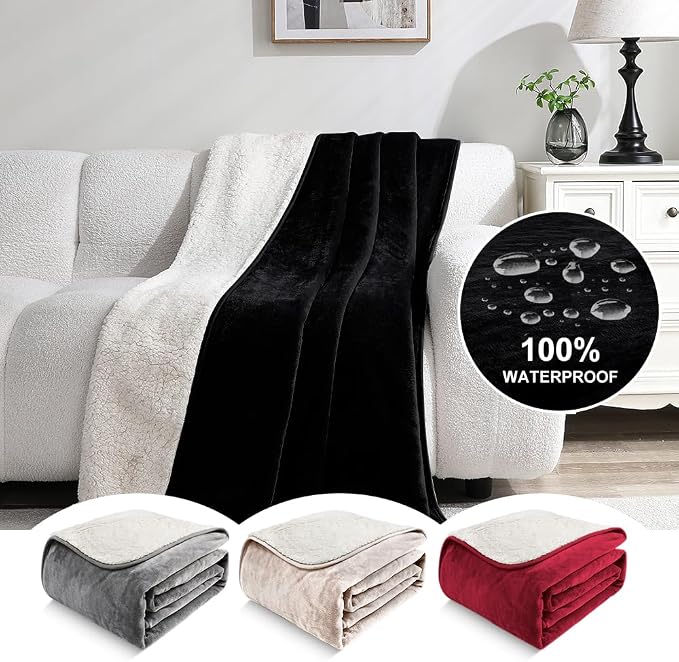 Waterproof Blanket for Couples – Ideal for Couch & Bed Splash Proof Sherpa Throw - Image 7