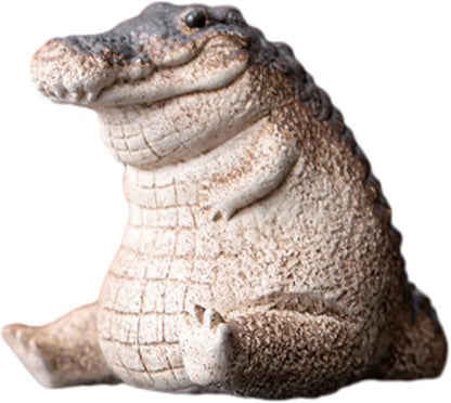 Mini Alligator Baby Statue Ornament, Cute Resin Crocodile Figurine, Tea Pet by BWWNBY