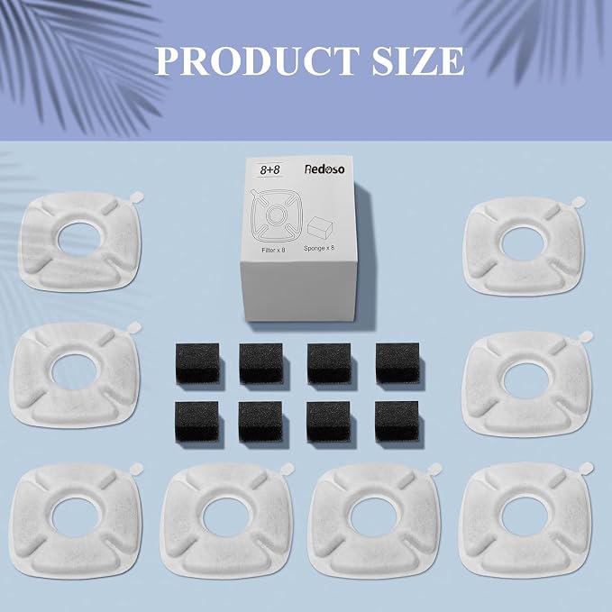 （16 Pices） 8 Pack Replacement Filters & 8 Pack Replacement Pre-Filter Sponges - Image 7