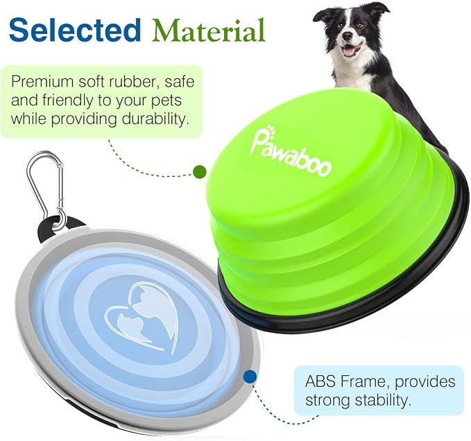 Pawaboo Collapsible Dog Bowls 2 Pack, Silicone Feeding Watering Bowls - Image 7