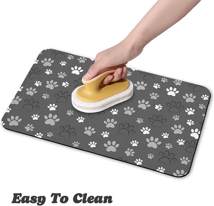 Dog Food Mat, Absorbent Water Bowl Mats Cat Pet Feeding Placemats Dark Gray 12 - Image 4