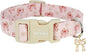 Pink Bow Dog Collar with Flower, Adjustable Cotton Puppy Collar, Cute Girl Boy by Unknown