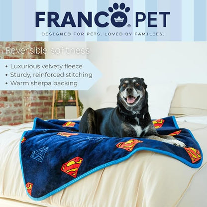 Franco Pet Superman DC Comics Super Soft Cozy Waterproof Sherpa-Backed Blanket - Image 5