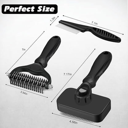 3PCS Self Cleaning Slicker Brush & Pet Grooming Rake & Flea Comb - Image 7