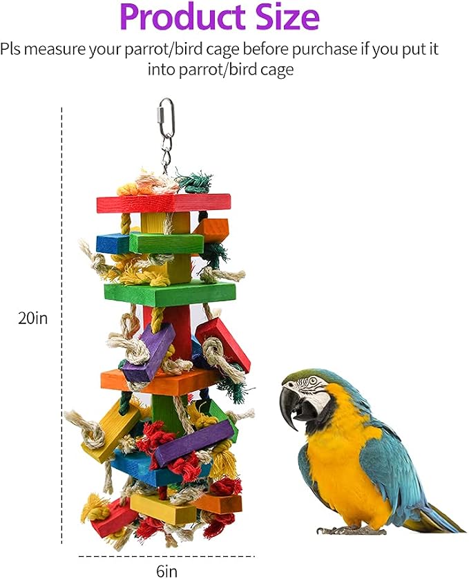 RUBY.Q Large Parrot Toy, 20in Bird Parrot Toy, African Grey and a Variety of - Image 4