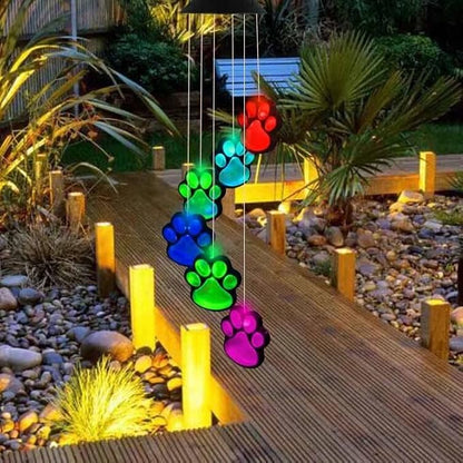 Paw Print Solar Wind Chimes, Color Changing Outdoor Paw Print Solar Lights - Image 4