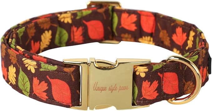 Unique style paws Dog Collar Metal Buckle Maple Leaves Collar Gift Durable Cute by Uniquestylepaws