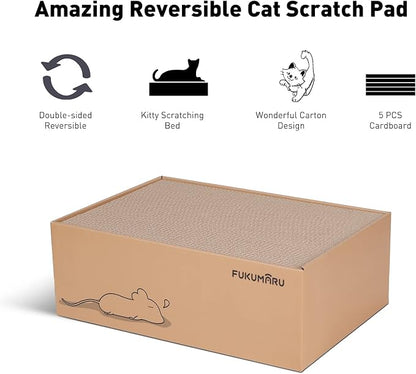 FUKUMARU 5 PCS Cat Scratching Boards, 11.4 Inch Width Ex-Large Cat Scratcher Box - Image 4